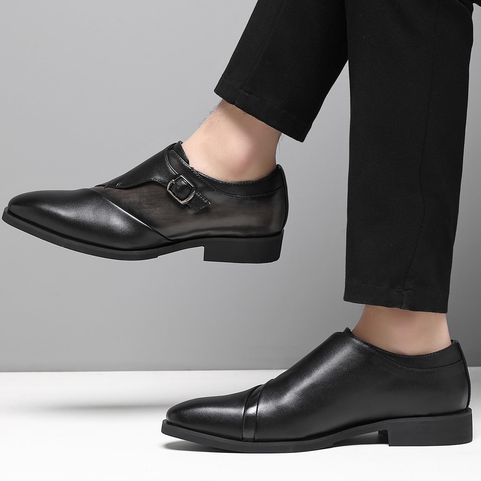 SANNAX Men's Monk Strap Dress Shoes