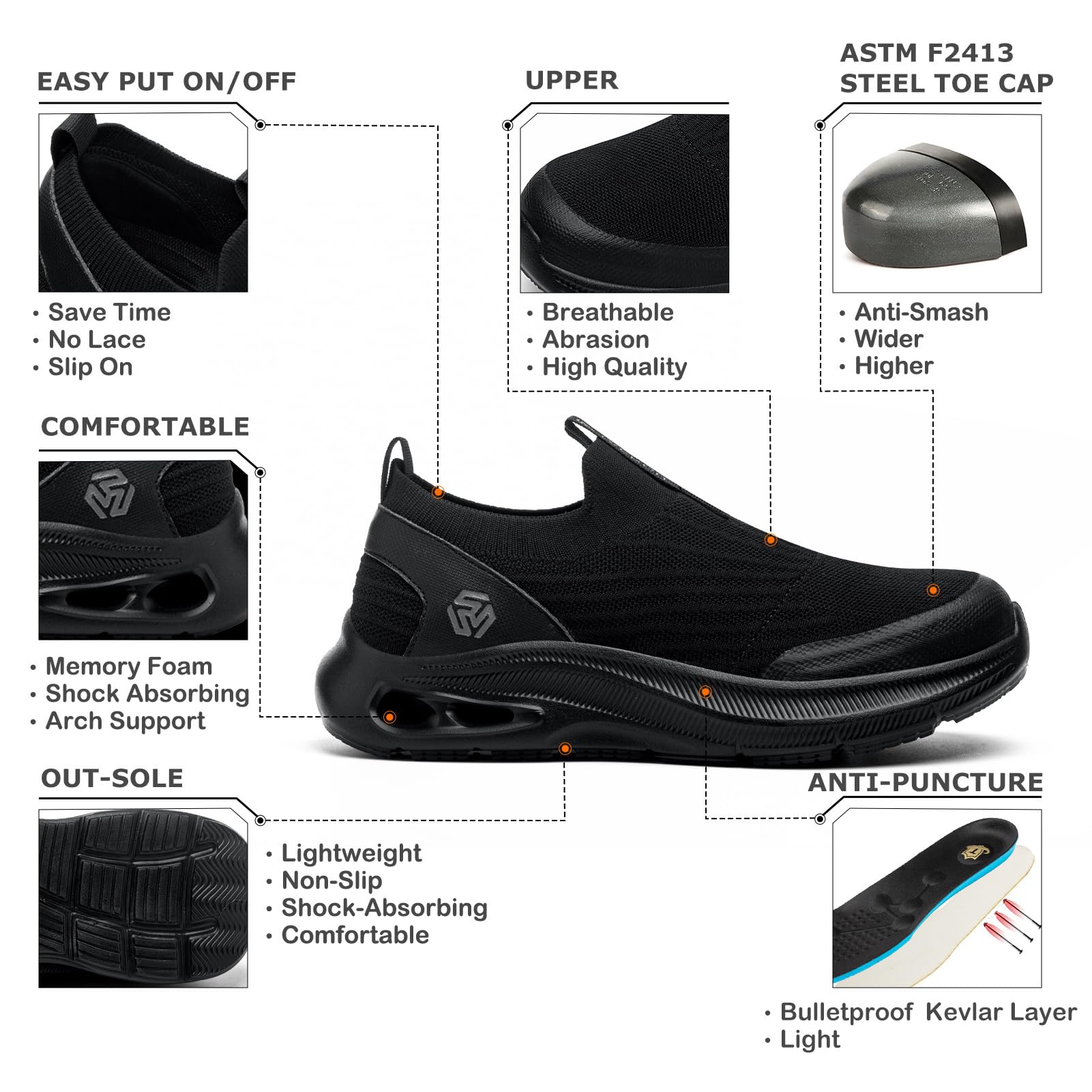 Men's Steel Toe Safety Work Shoes