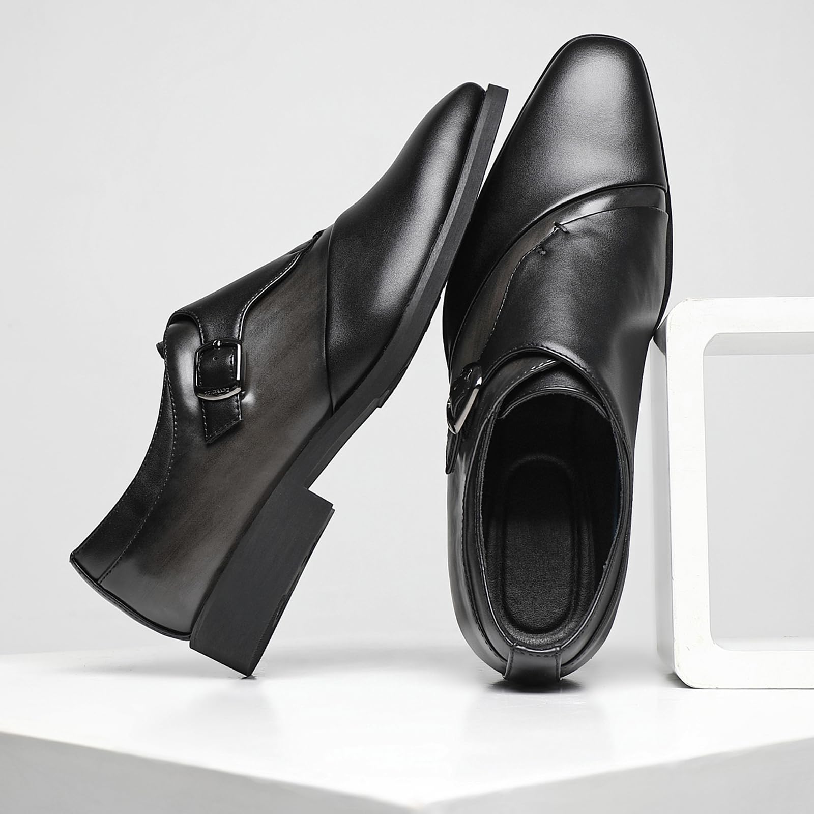 SANNAX Men's Monk Strap Dress Shoes