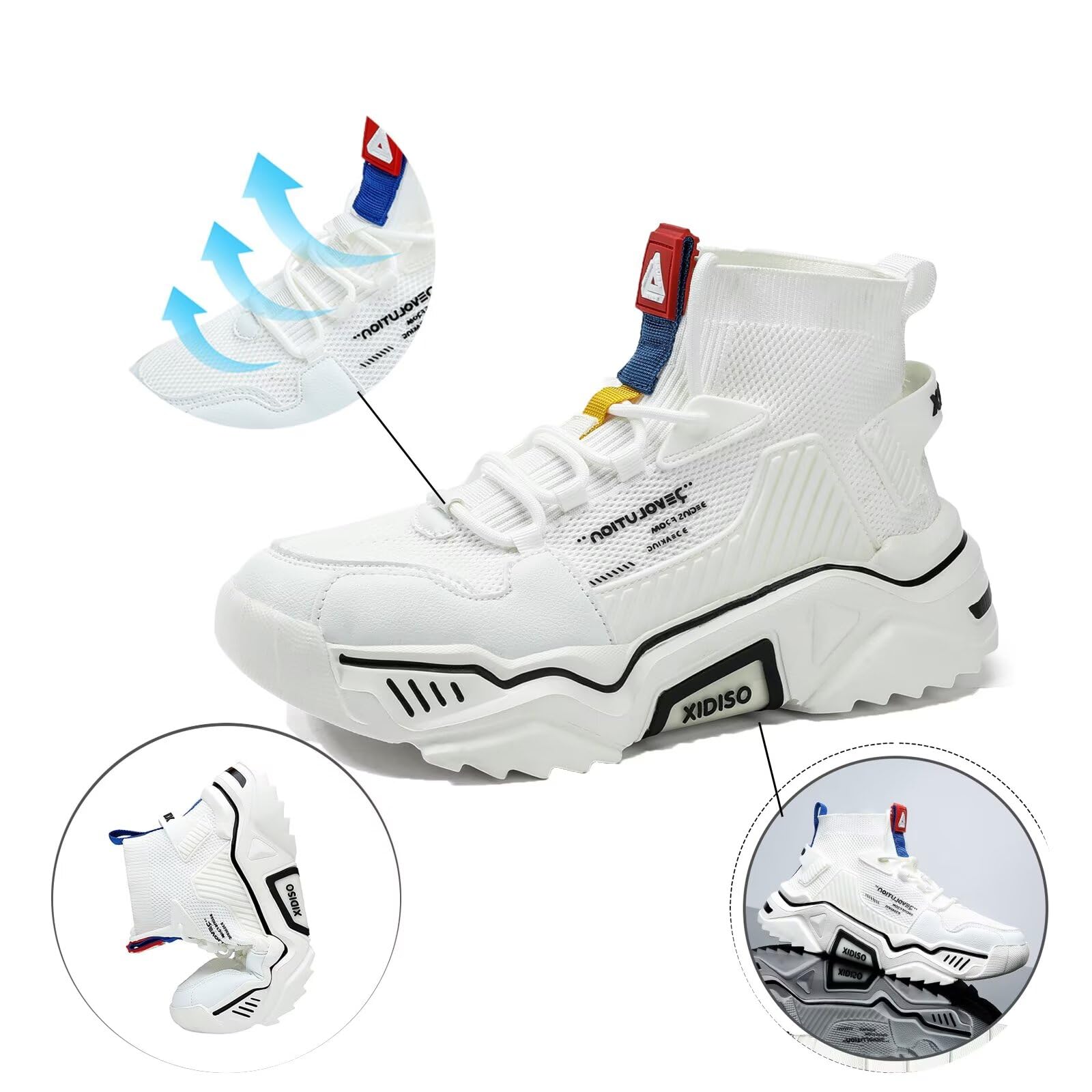 SANNAX Men's High Top Mesh Sneakers