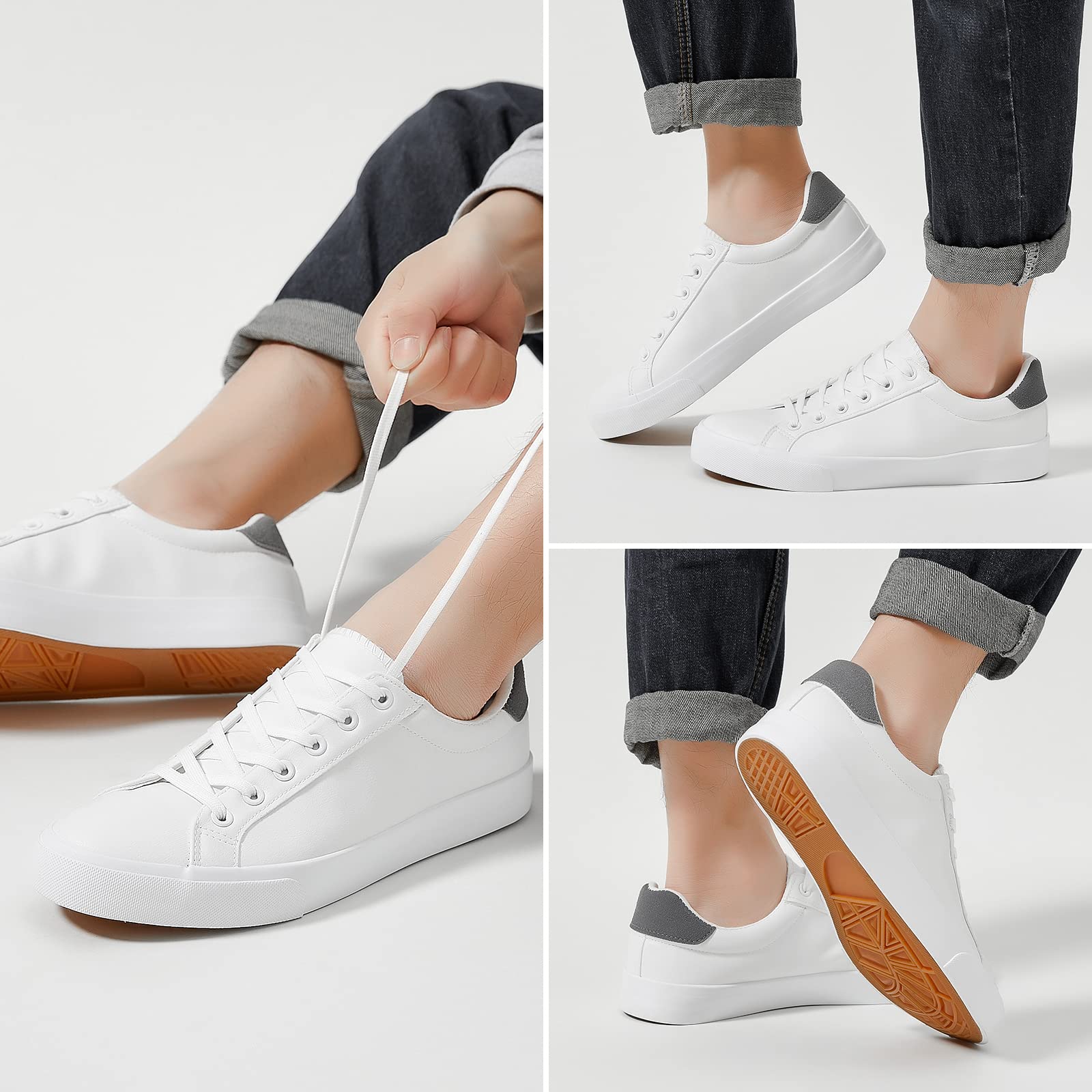 FRACORA Men's White Casual Sneakers