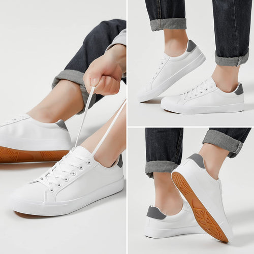 FRACORA Men's White Casual Sneakers