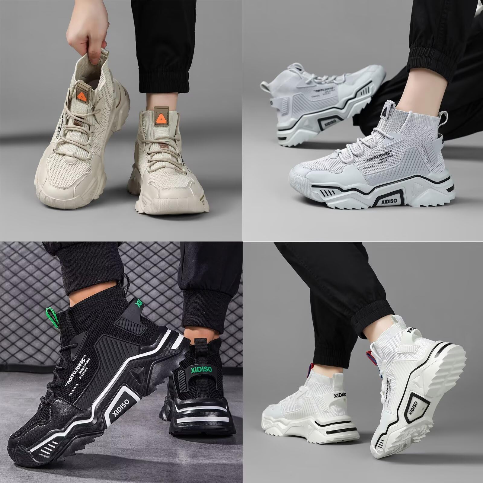 SANNAX Men's High Top Mesh Sneakers