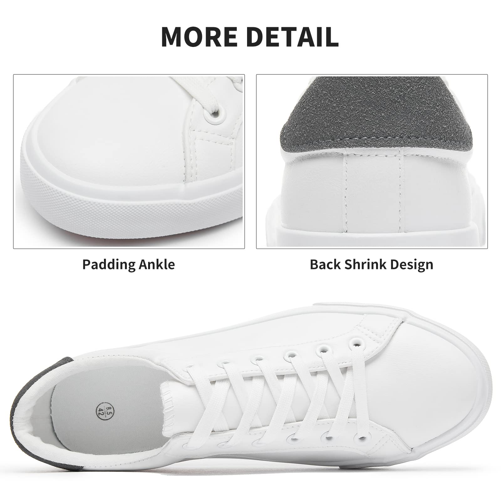 FRACORA Men's White Casual Sneakers