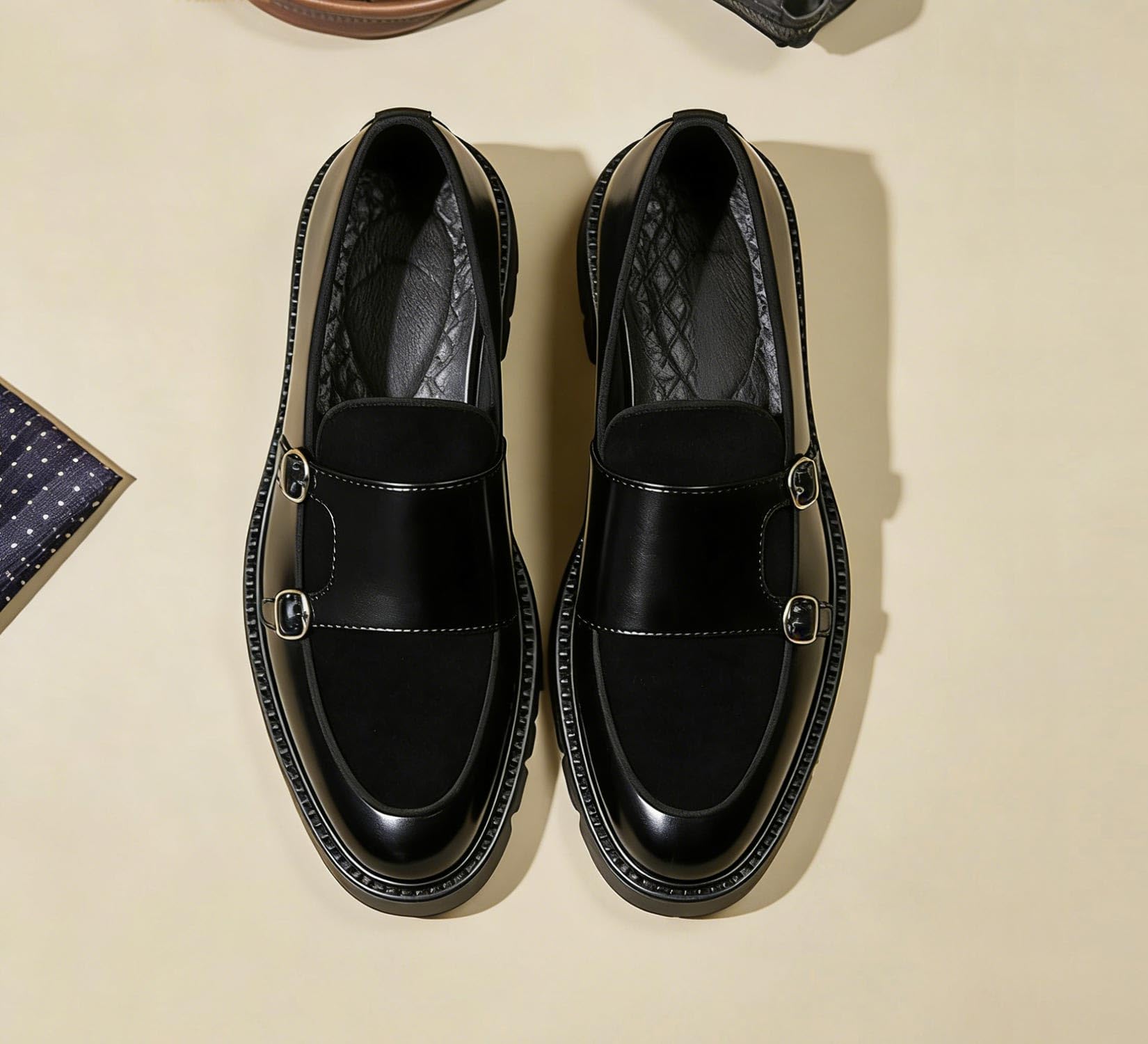 Men's Suede Monk Strap Loafers