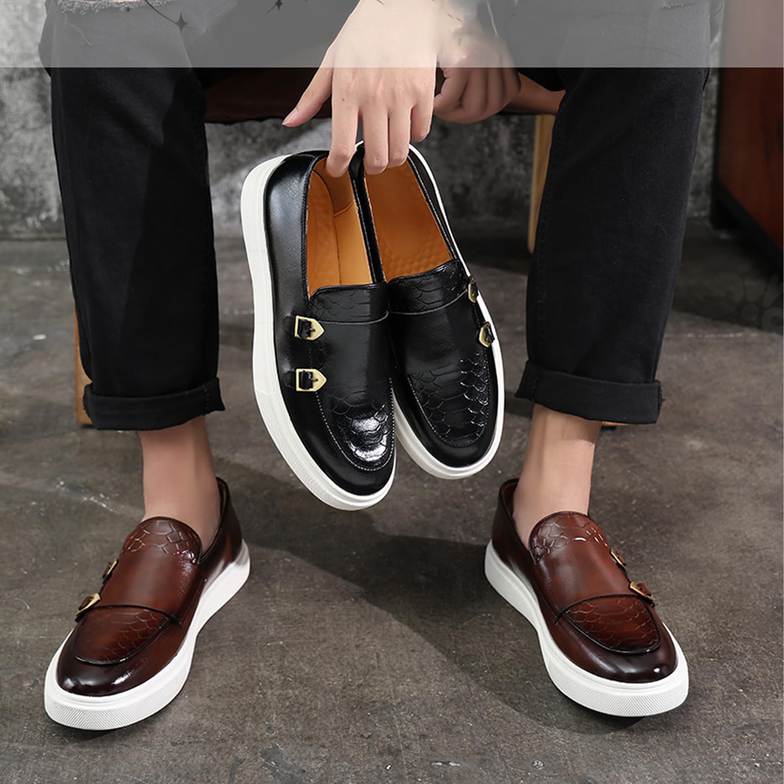 Men's Double Monk Strap Dress Sneakers