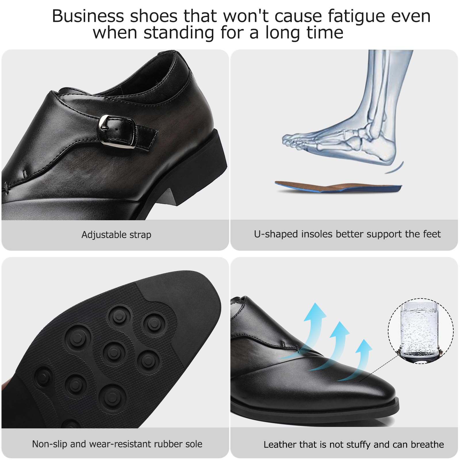 SANNAX Men's Monk Strap Dress Shoes