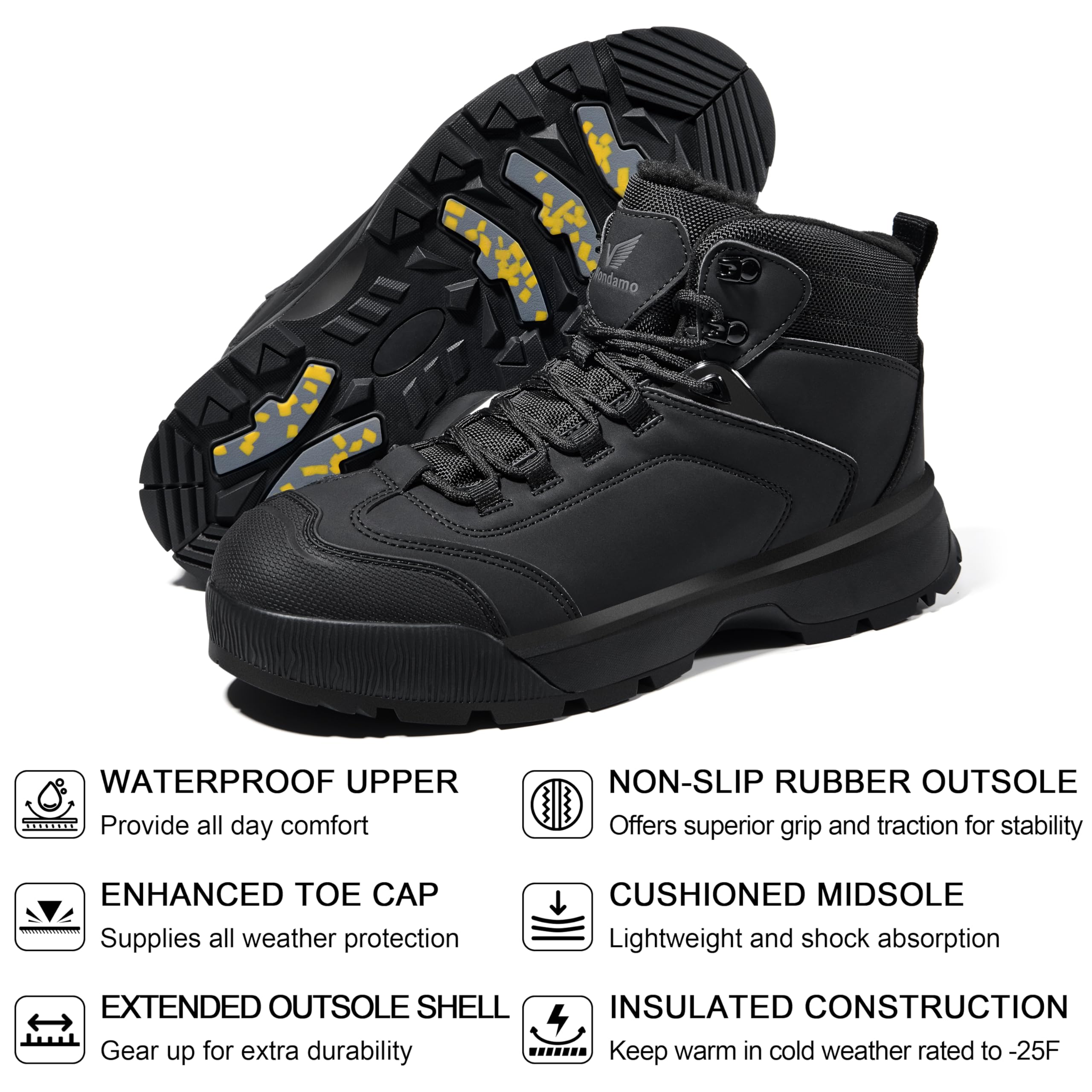 Wondamo Men's Waterproof Snow Boots