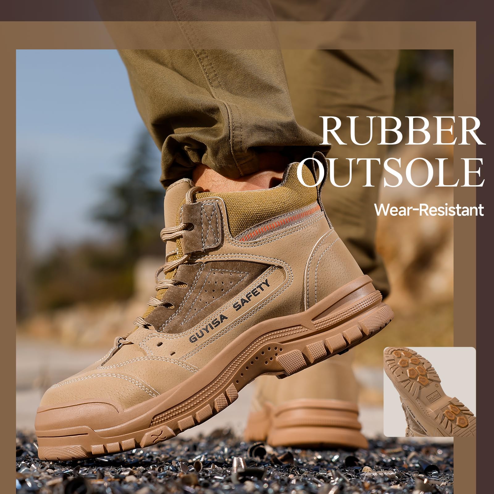 GUSAYEX Steel Toe Safety Work Boots